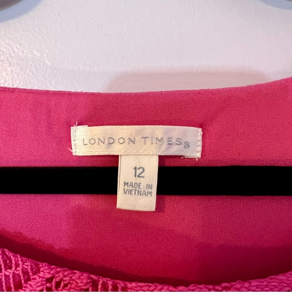 London Times 12 Pink Summer Dress Floral Knit - Picture 4 of 8